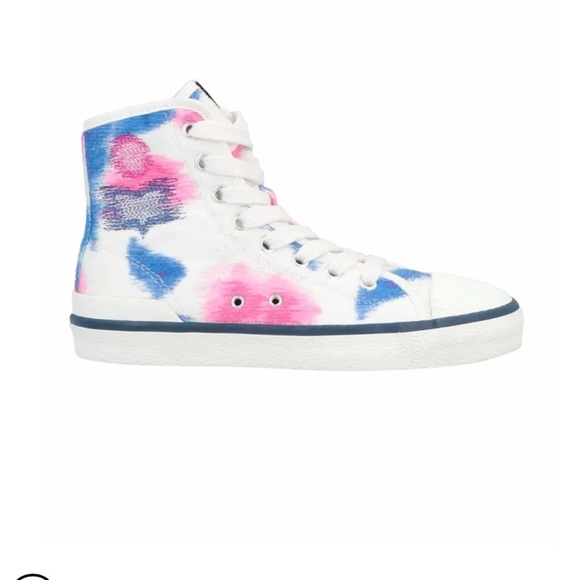 ISABEL MARANT BLUE/PINK MULTIPRINT HIGH TOP SNEAKERS - Picture 2 of 10